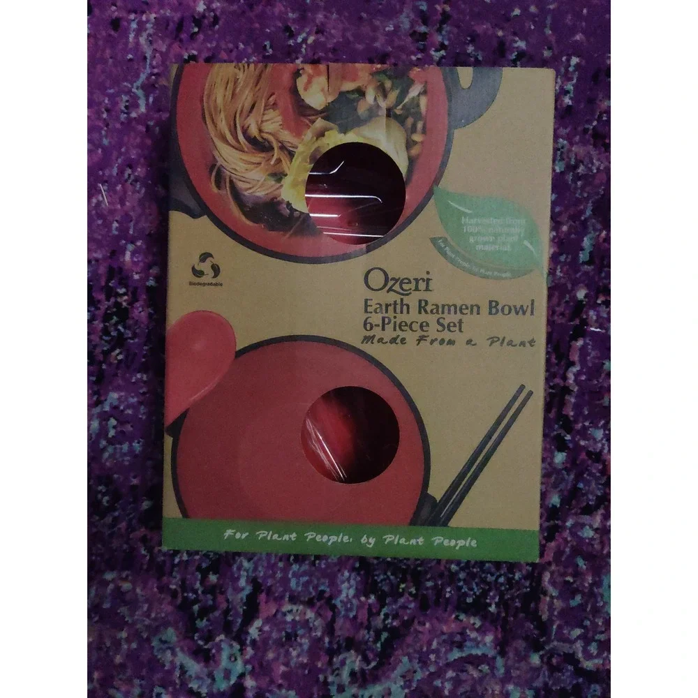 Ozeri Earth Ramen Bowl 6-Piece Set Red Plant-Based Eco-Friendly RB2-RD NEW